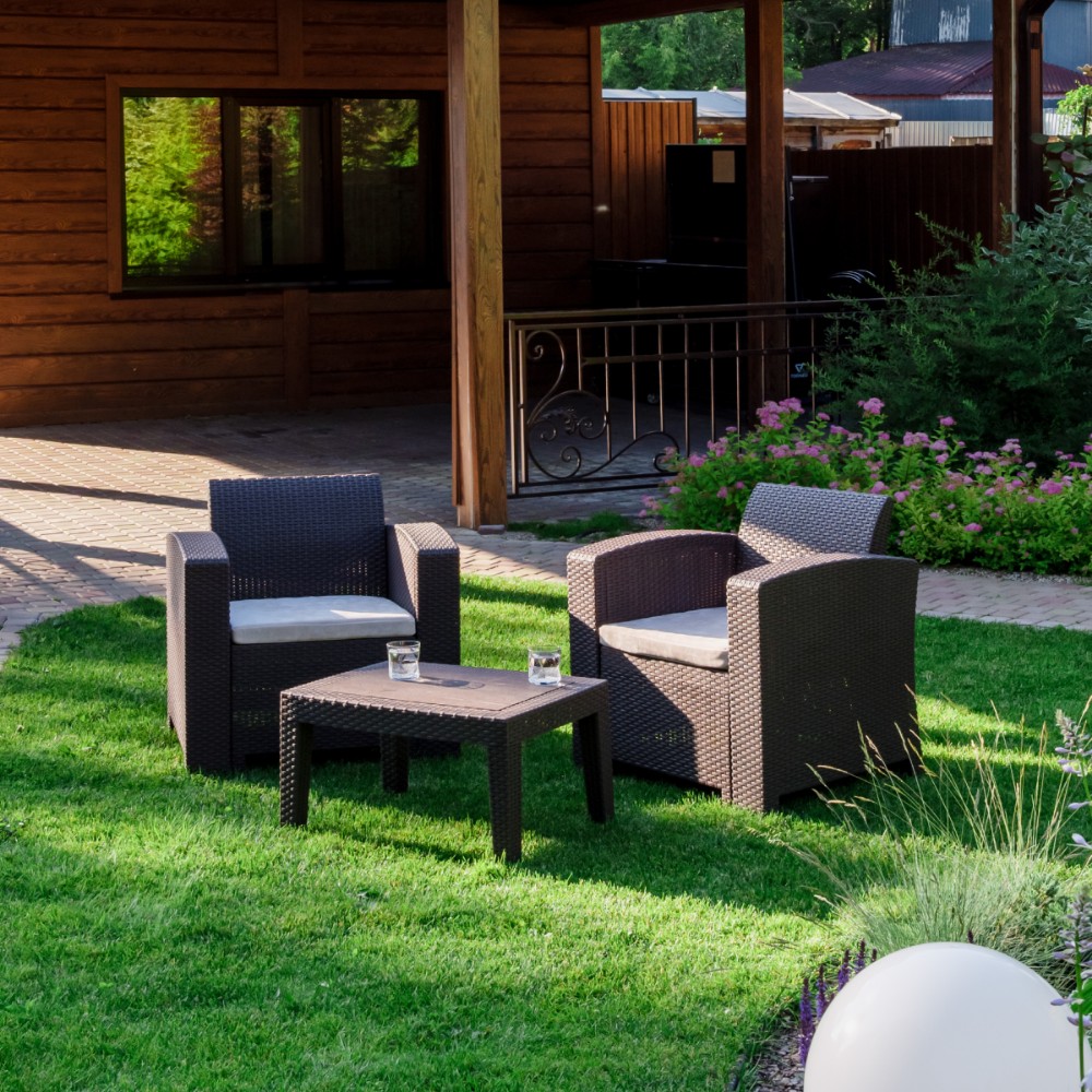 Комплект на 2 персоны Royal Family LANA LUX XS со столом и креслами, коричневый из пластика 3